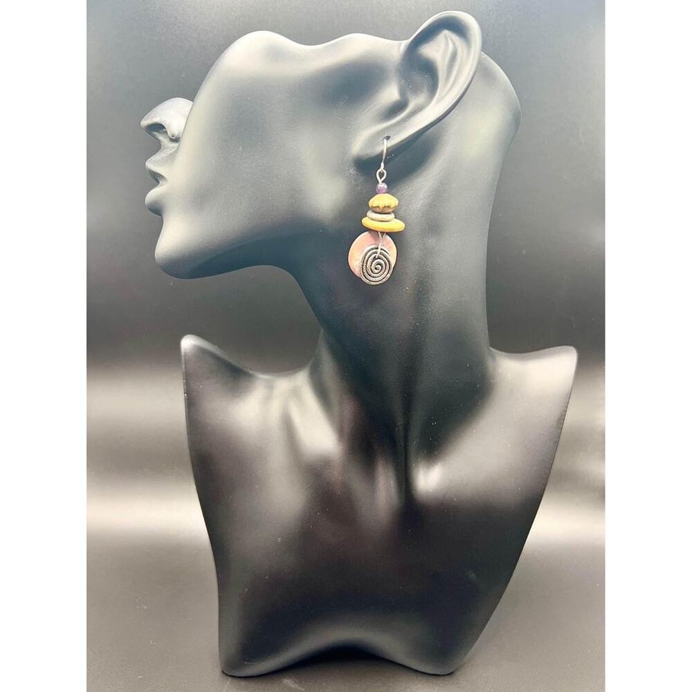 Vintage Spiral and Seed Earrings